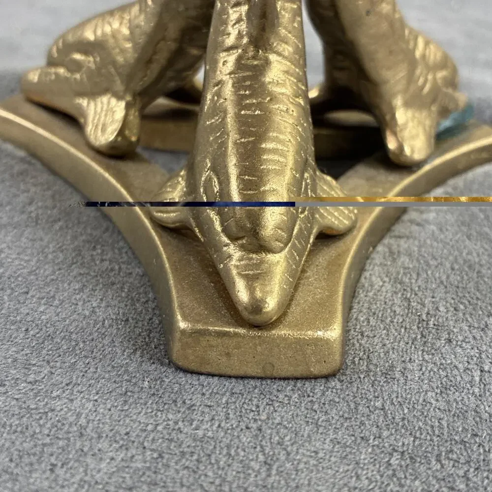Vintage Solid Brass Three Dolphin Marble or Egg (not Included) Stand Charity